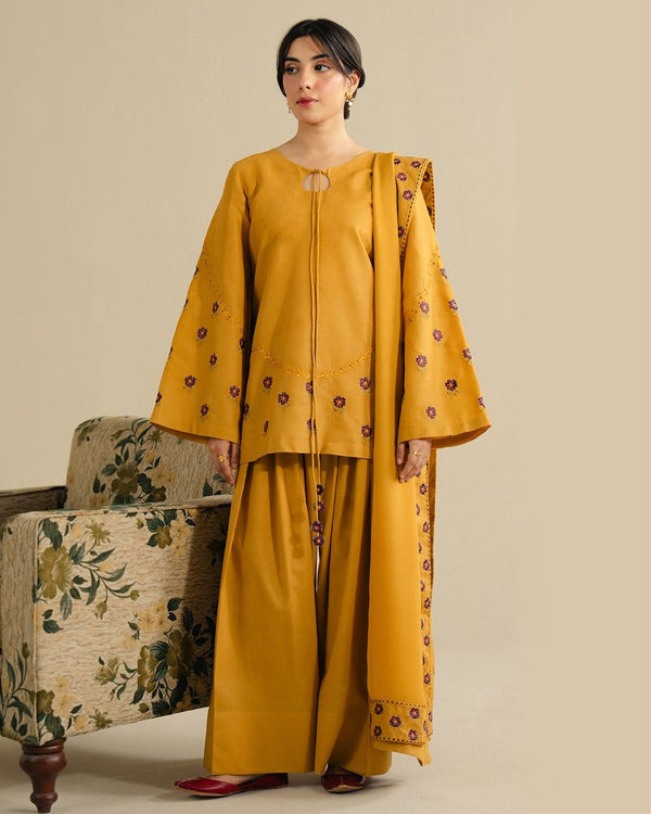 Mustard | 3-pc Stitched Embroidered Outfit