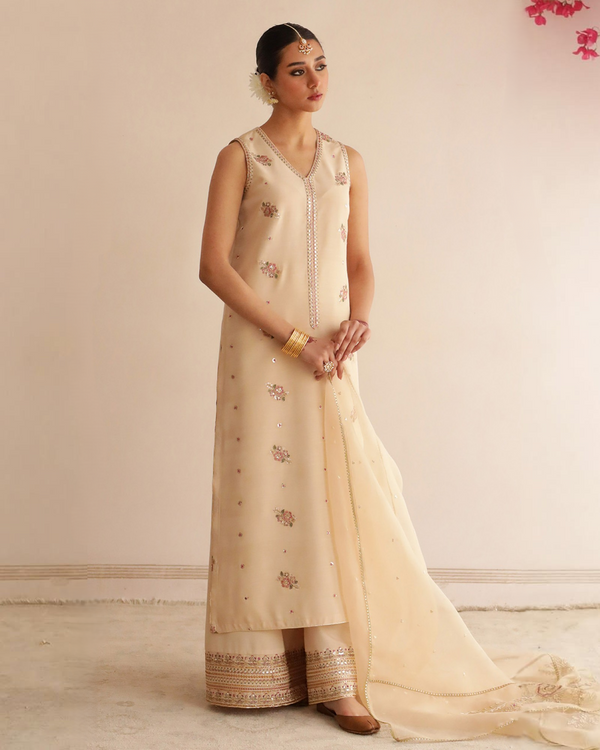 BEIGE MULTITHREAD | 3-Pc Stitched Embroidered Outfit