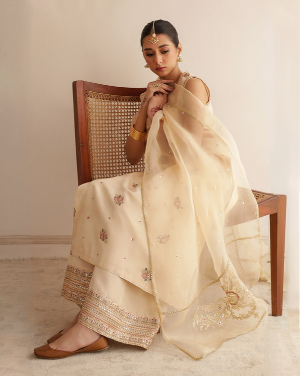 BEIGE MULTITHREAD | 3-Pc Stitched Embroidered Outfit