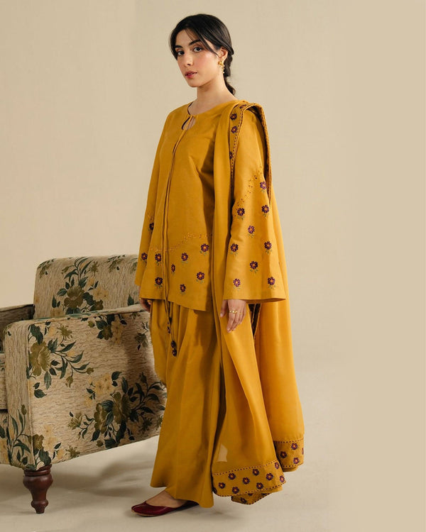 Mustard | 3-pc Stitched Embroidered Outfit