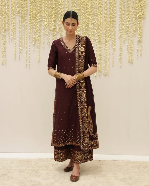 MAROON | 3-Pc Stitched Embroidered Outfit