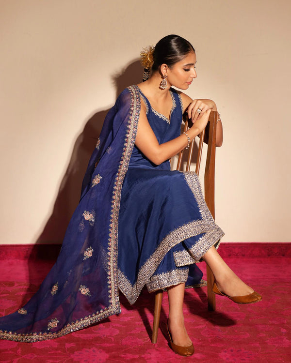 NEELAM | 3-Pc Stitched  Embroiered Silk Outfit