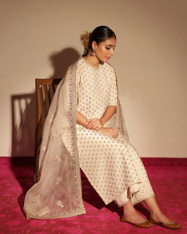 MOOTIYA | 3-Pc Stitched Silk Outfit