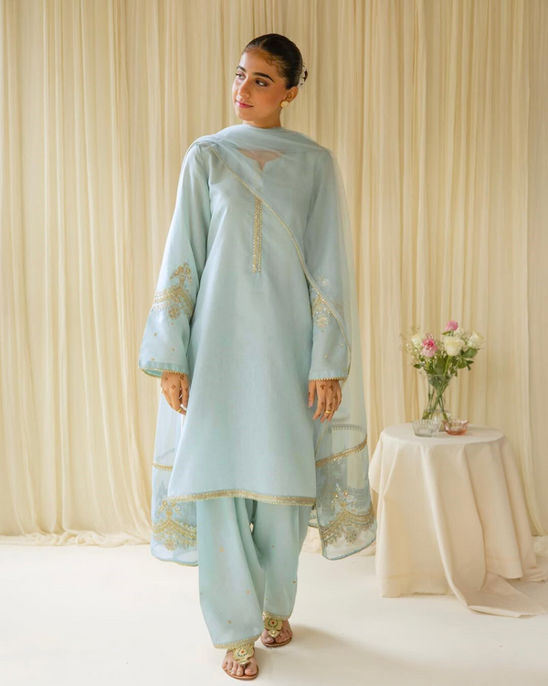 AQUA DREAM | 3-pc Stitched Embroidered Outfit
