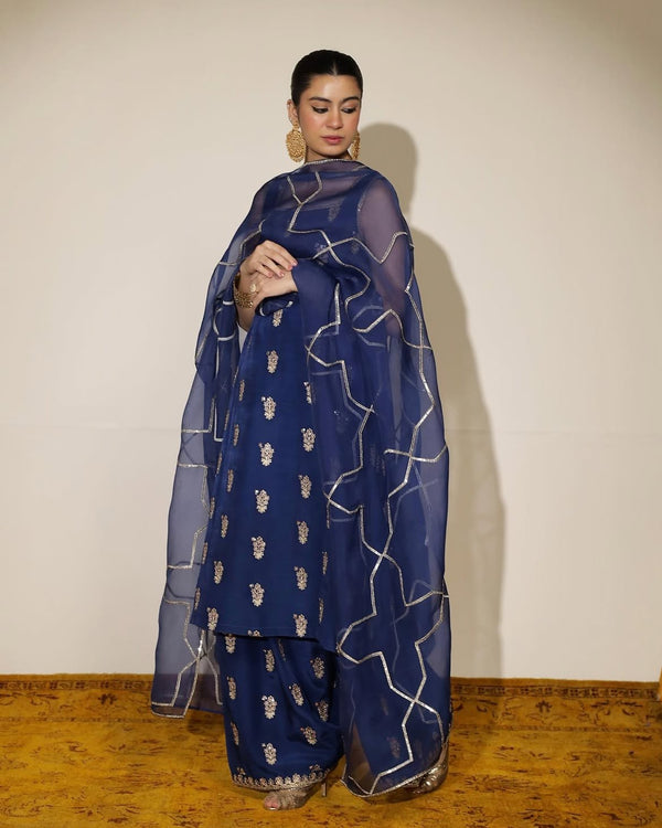BAHAR BOOTI | 3-Pc Stitched Silk Outfit