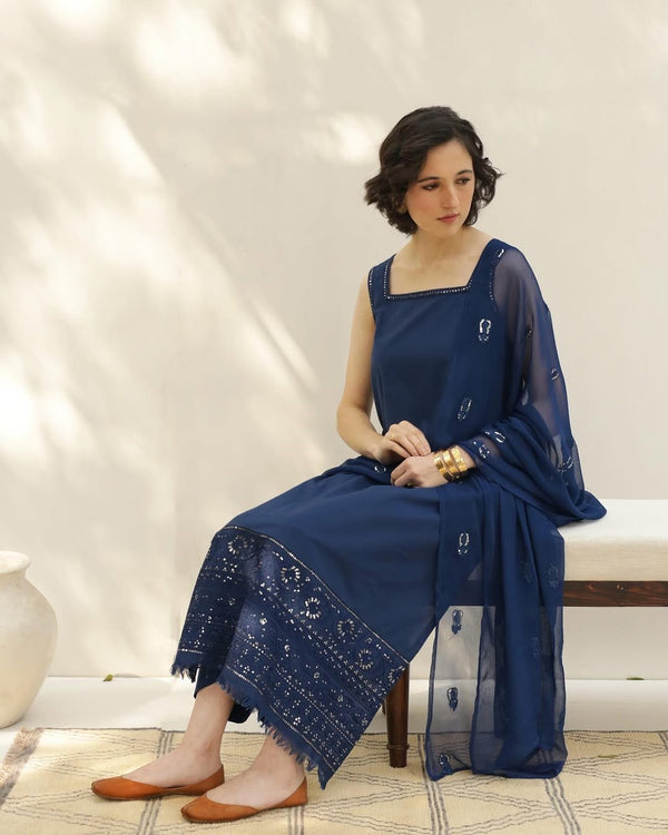 NAVY BLUE | 3-Pc Stitched Embroidered Outfit