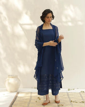 NAVY BLUE | 3-Pc Stitched Embroidered Outfit