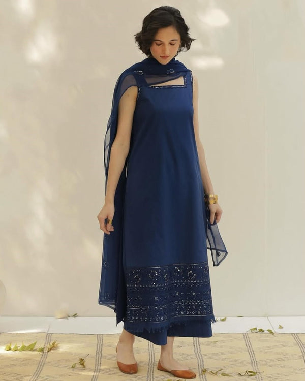 NAVY BLUE | 3-Pc Stitched Embroidered Outfit