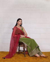 AFSANA | 3-Pc Stitched Silk Outfit