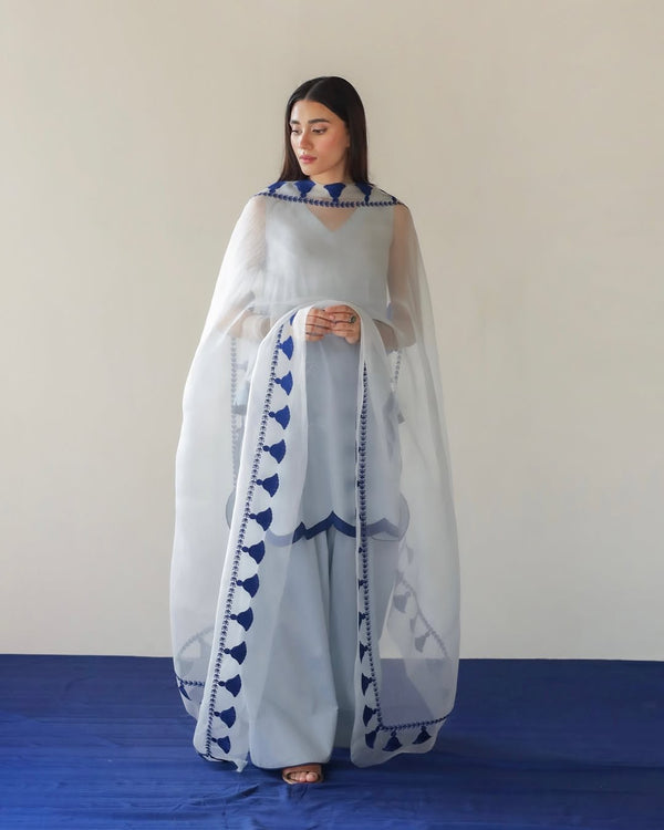 SCALLOPED SKY |  3-Pc Stitched Embroidered Outfit