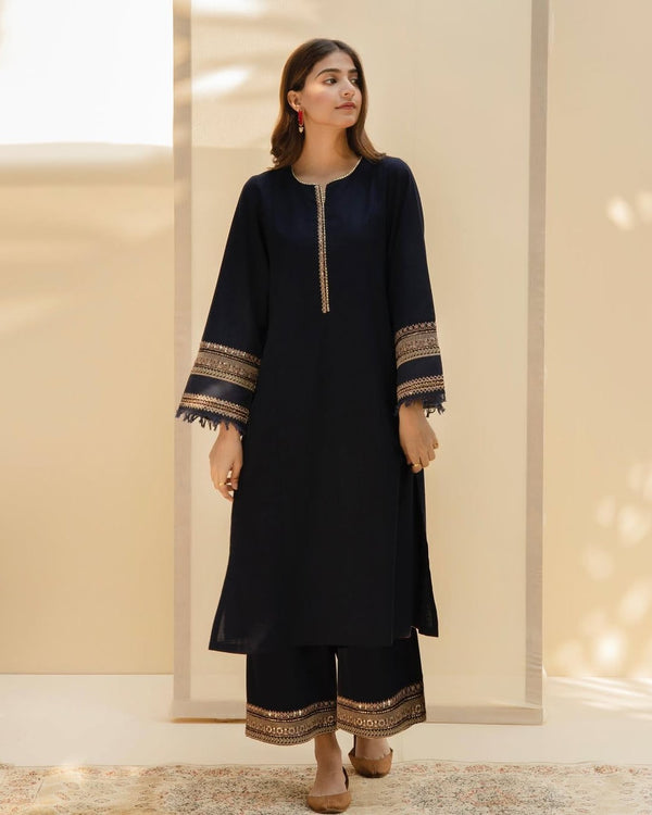 MIDNIGHT BLUE | 2-Pc Stitched Embroidered Outfit