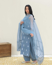 STEEL BLUE | 3-PcStitched Embroidered Outfit