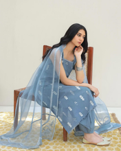 STEEL BLUE | 3-PcStitched Embroidered Outfit