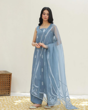STEEL BLUE | 3-PcStitched Embroidered Outfit
