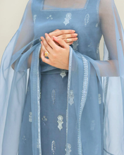 STEEL BLUE | 3-PcStitched Embroidered Outfit