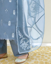 STEEL BLUE | 3-PcStitched Embroidered Outfit